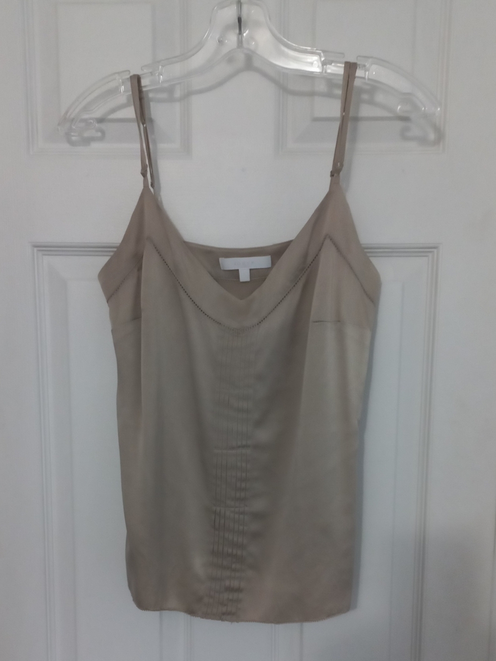 Vintage Jacob JOSEF Silk Pintuck Satin Camisole Top Taupe Size 6 Like New